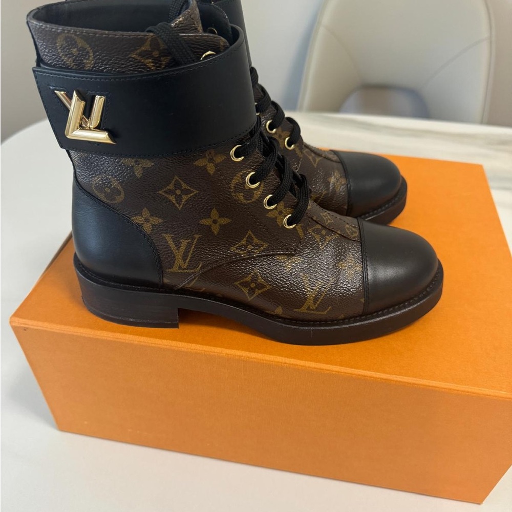 Louis Vuitton Black and Brown Combat Boots
